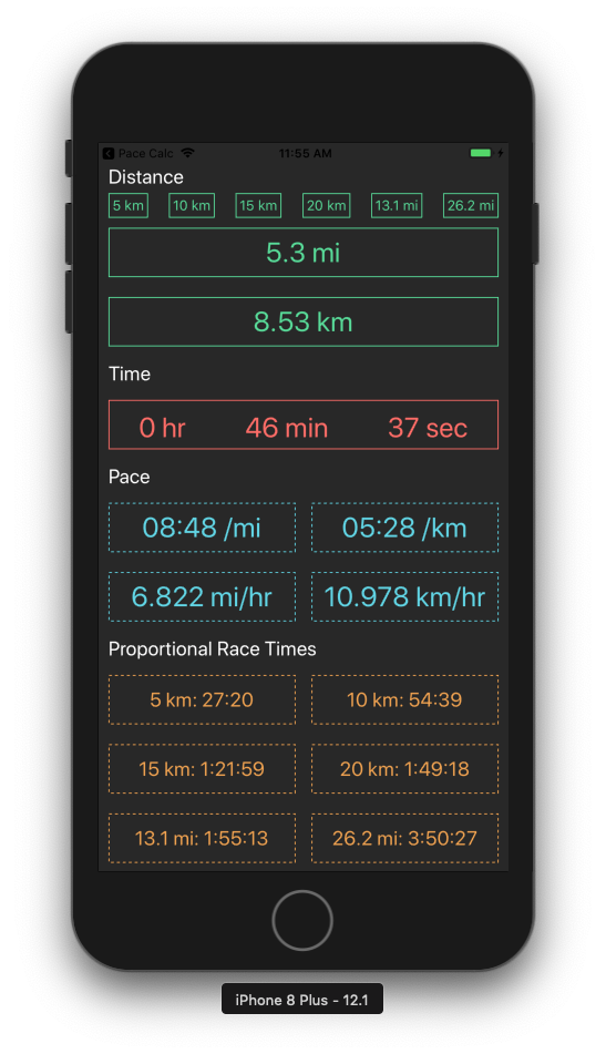 Quick Pace Calc screenshot